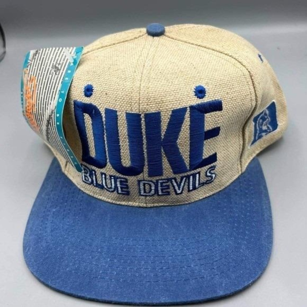 Vintage Duke Blue Devils‎ Hat Men Beige Blue Signatures NCAA Snap Back Cap New